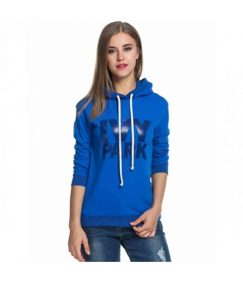 New Women Casual Hooded Letter Print Loose Pullover Hoodies