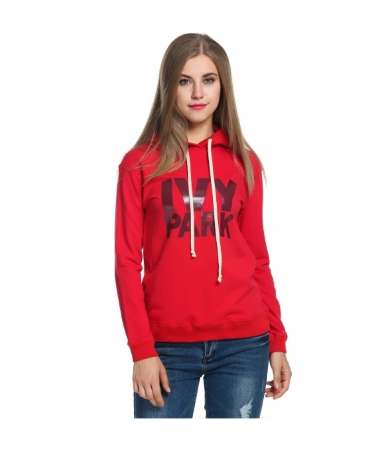 New Women Casual Hooded Letter Print Loose Pullover Hoodies