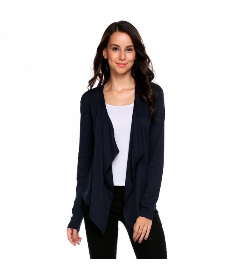 Long Sleeve Asymmetrical Solid Open Front Cardigan