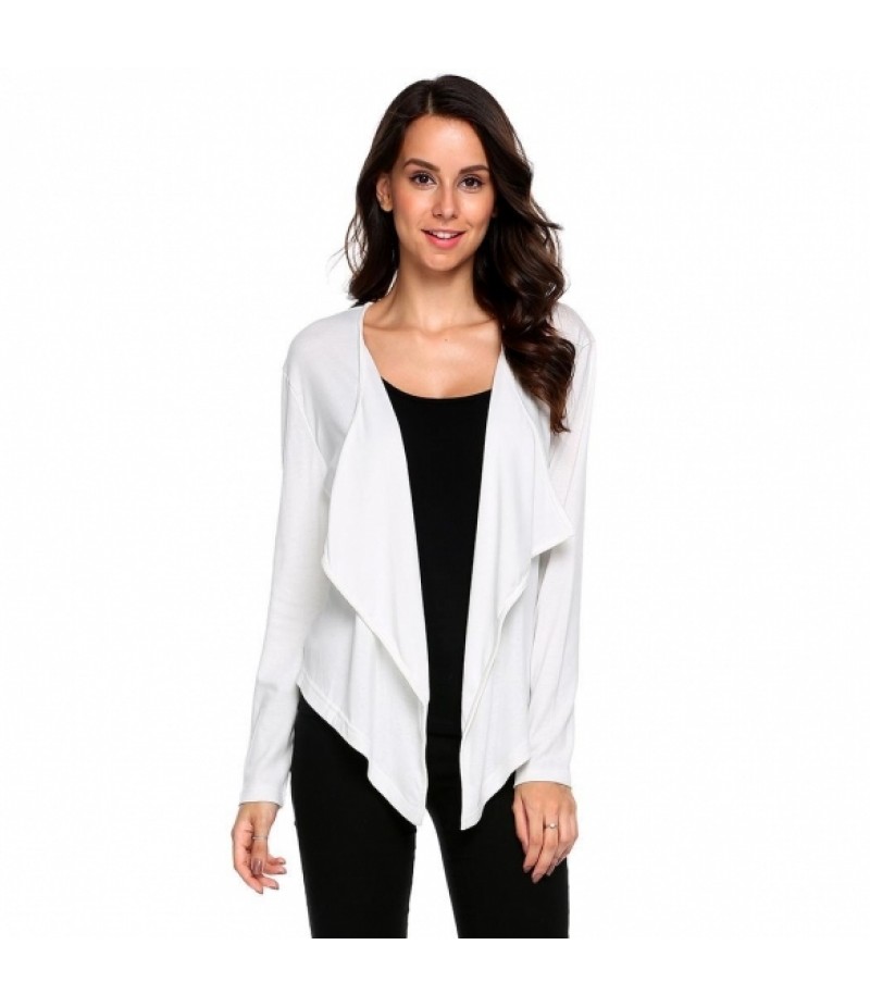 Long Sleeve Asymmetrical Solid Open Front Cardigan