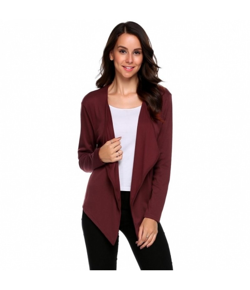 Long Sleeve Asymmetrical Solid Open Front Cardigan