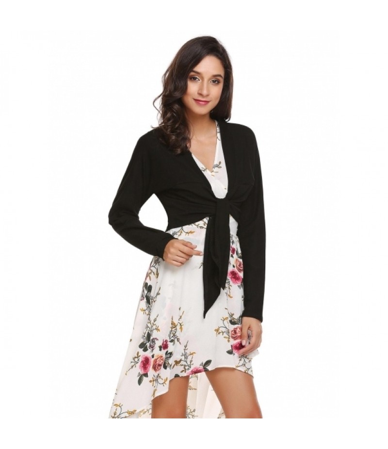 V-Neck Long Sleeve Solid Short Cardigan Jackets