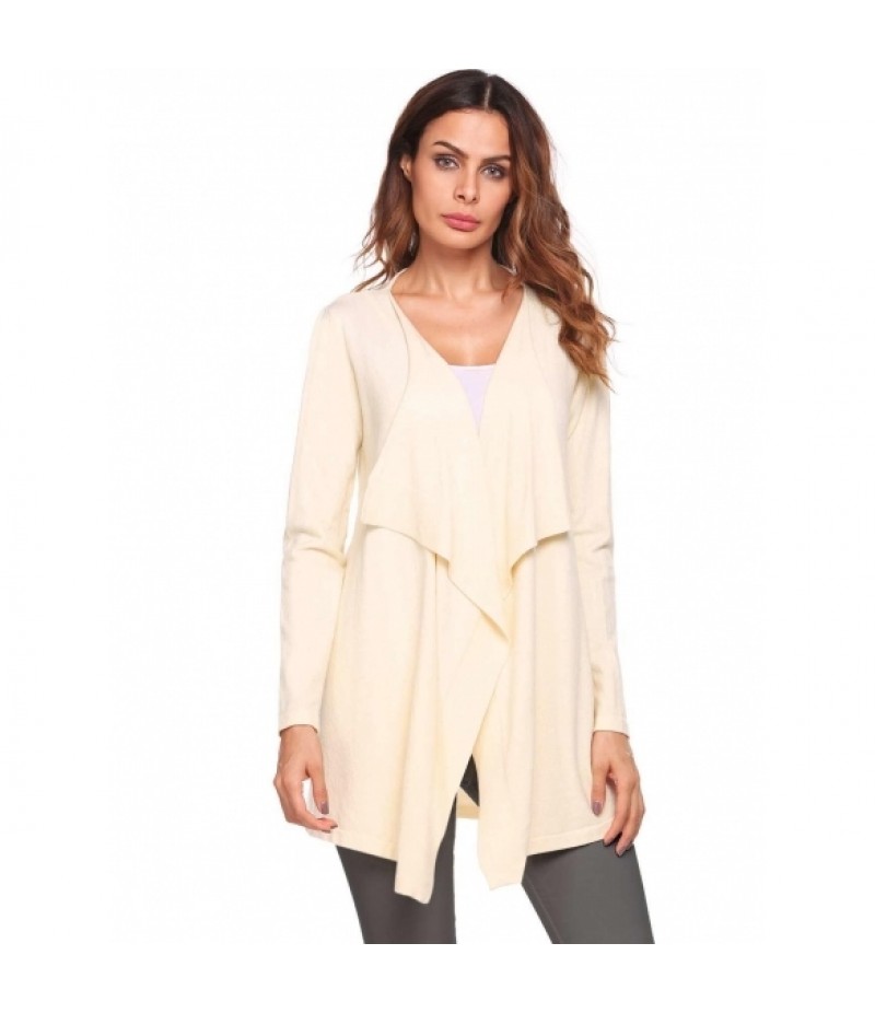 Long Sleeve Asymmetrical Solid Open Front Cardigan