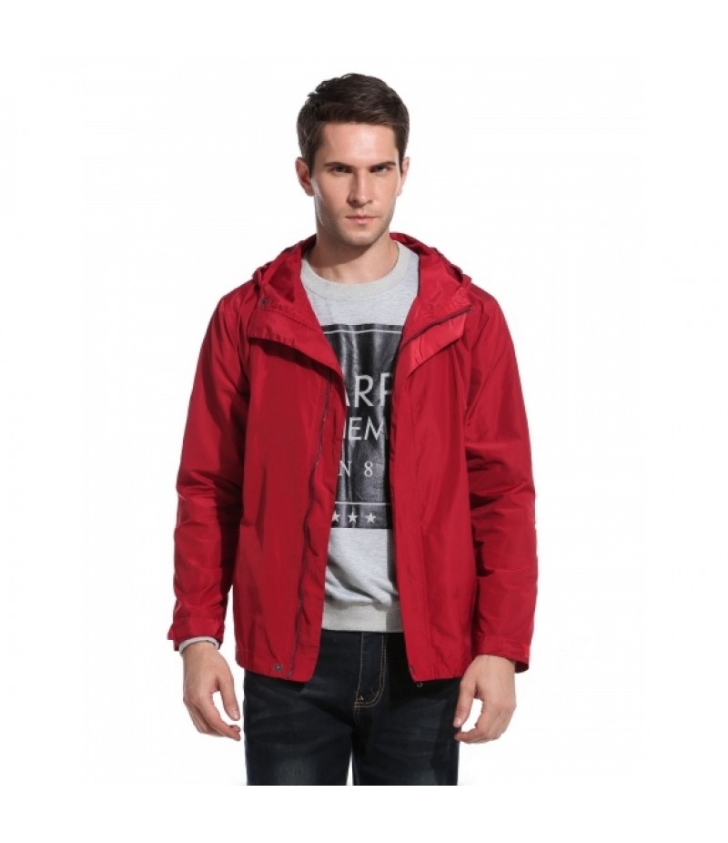 Men's Hooded Solid Zip Up Casual Outdoor Sport Lightweight Jacket