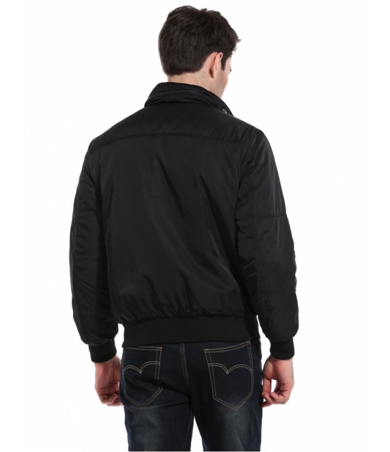 Men Turn Down Collar Zip Up Solid Slim Golf Quilted Bomber Jacket