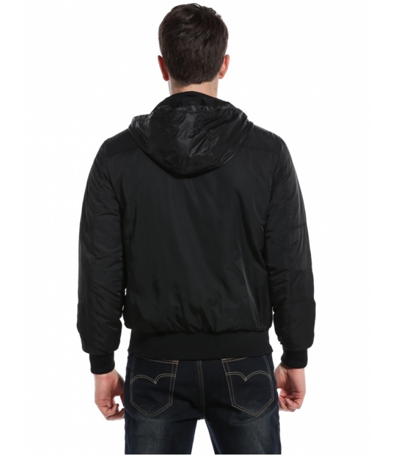 Men Turn Down Collar Zip Up Solid Slim Golf Quilted Bomber Jacket