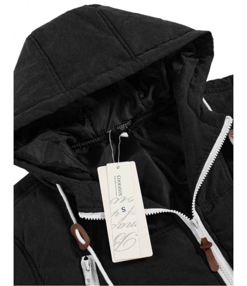 MenHooded Long Sleeve Zip-up Solid Jacket Coat Outerwear