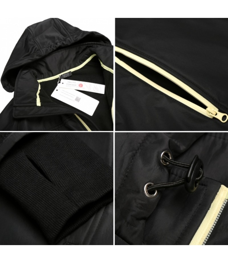 MenCasual Hooded Raglan Long Sleeve Zip-up Jacket Windbreaker Outerwear