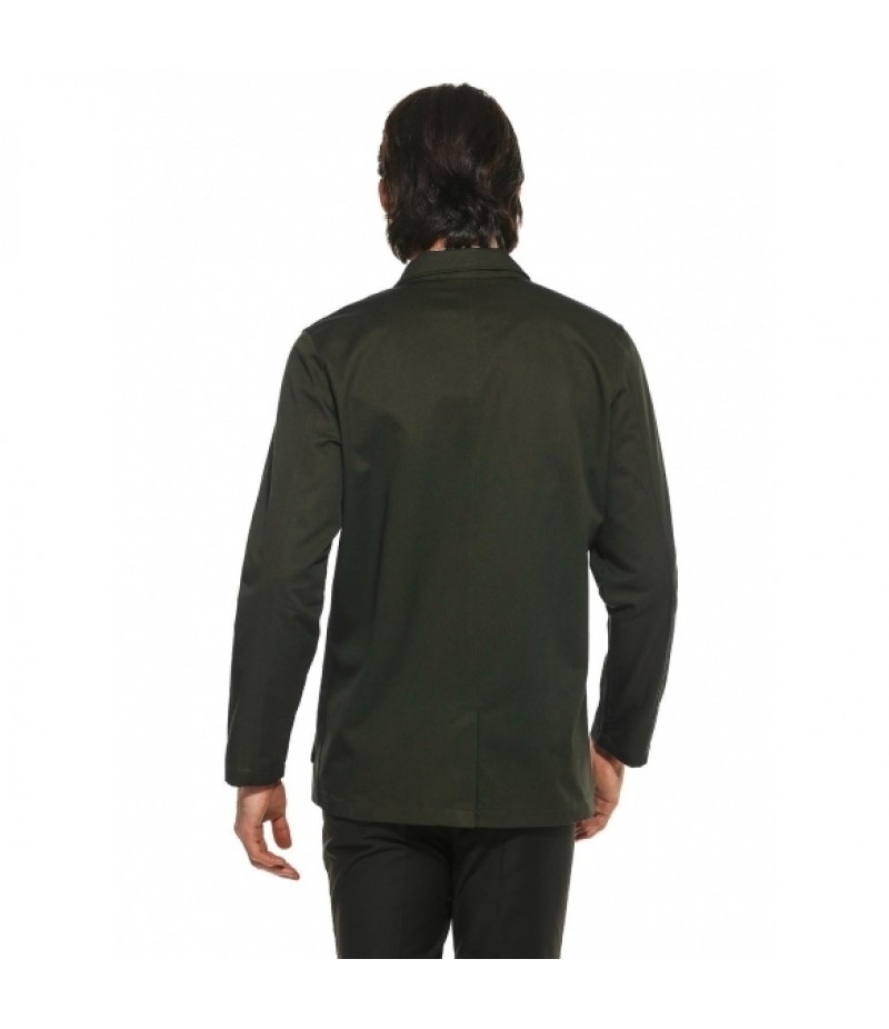 Men Casual Cotton Stand Collar Button Down Solid Military Jacket