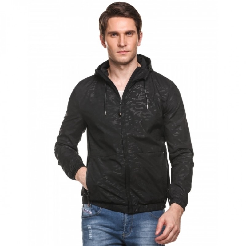 Lightweight Hooded Long Sleeve Zip-up Rainproof Jacket