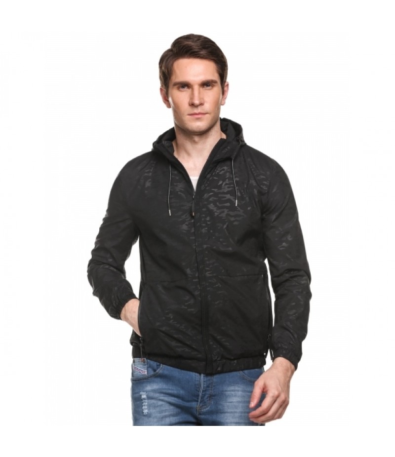 Lightweight Hooded Long Sleeve Zip-up Rainproof Jacket