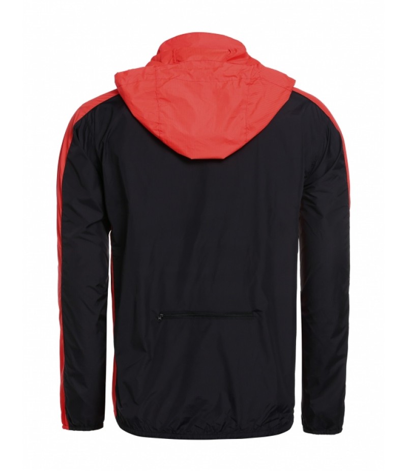 Men Outdoor Sports Hooded Long Sleeve Contrast Color Patchwork Zip-up Jacket