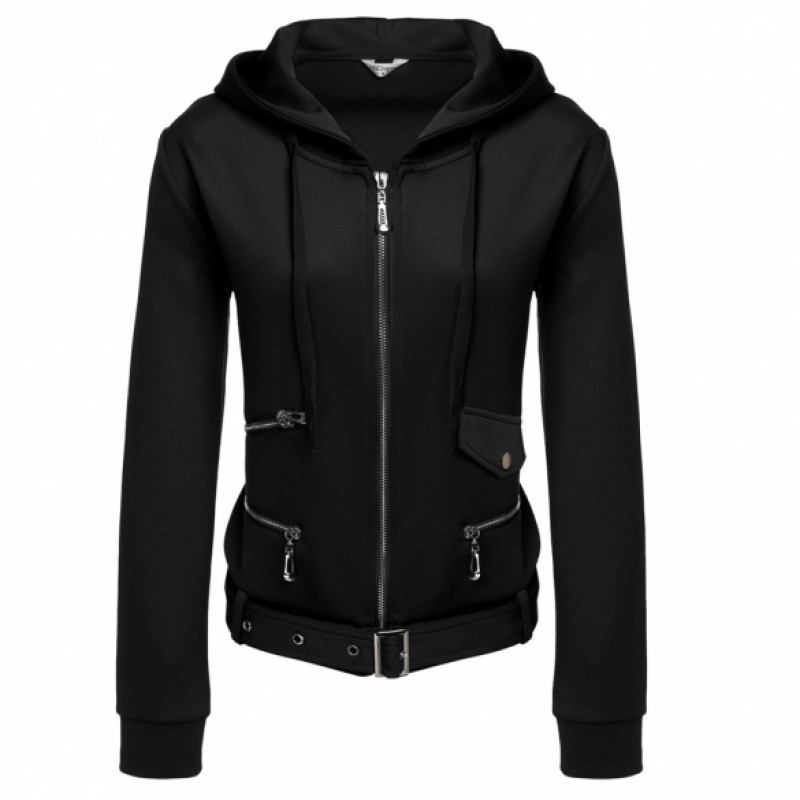 Meaneor WomenCasual Hooded Long Sleeve Solid Zip-up Hoodie Jacket