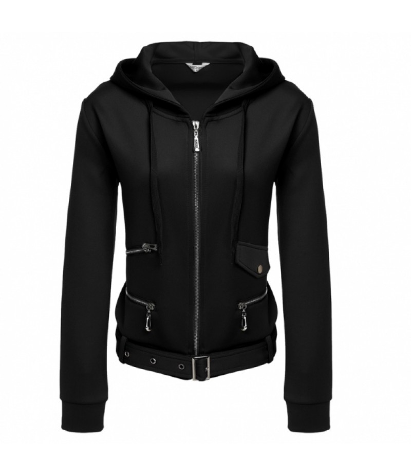 Meaneor WomenCasual Hooded Long Sleeve Solid Zip-up Hoodie Jacket