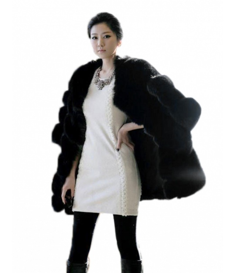 Luxury Women Faux Fur Warm Coat Overcoat Soft Jacket Outerwear Winter Cloak Parka Long Thick Trench Coat