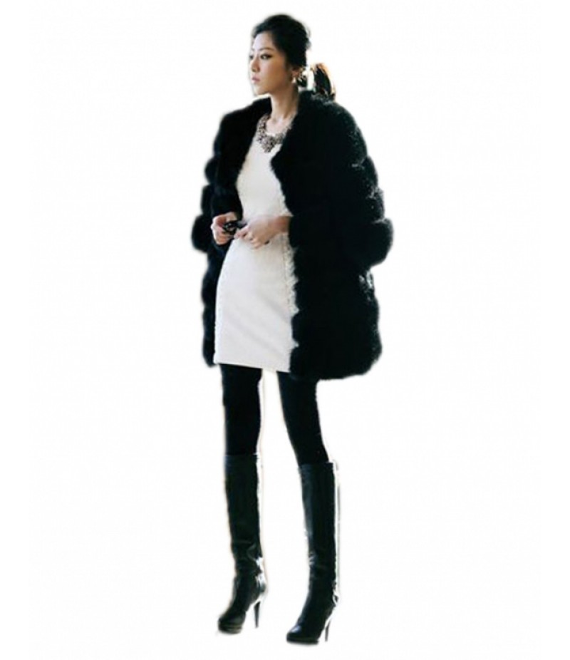 Luxury Women Faux Fur Warm Coat Overcoat Soft Jacket Outerwear Winter Cloak Parka Long Thick Trench Coat