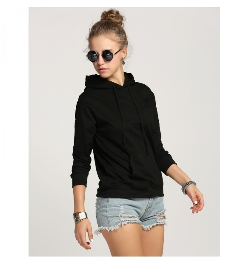 Zeagoo WomenCasual Hooded Long Sleeve Solid Pullover Hoodie