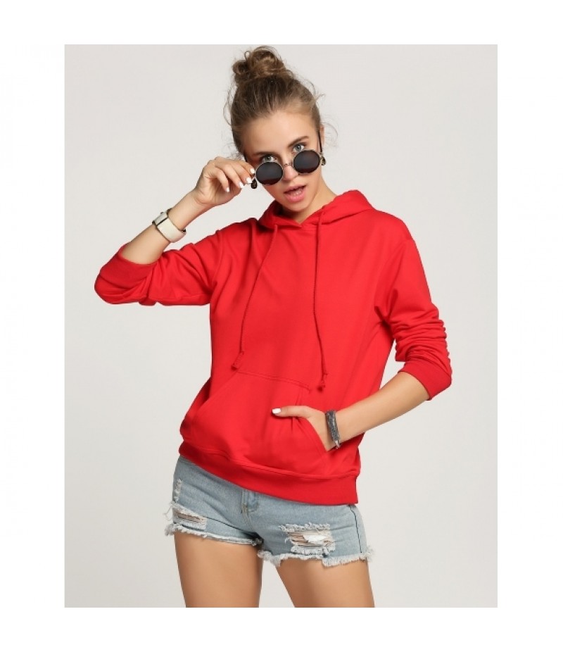 Zeagoo WomenCasual Hooded Long Sleeve Solid Pullover Hoodie