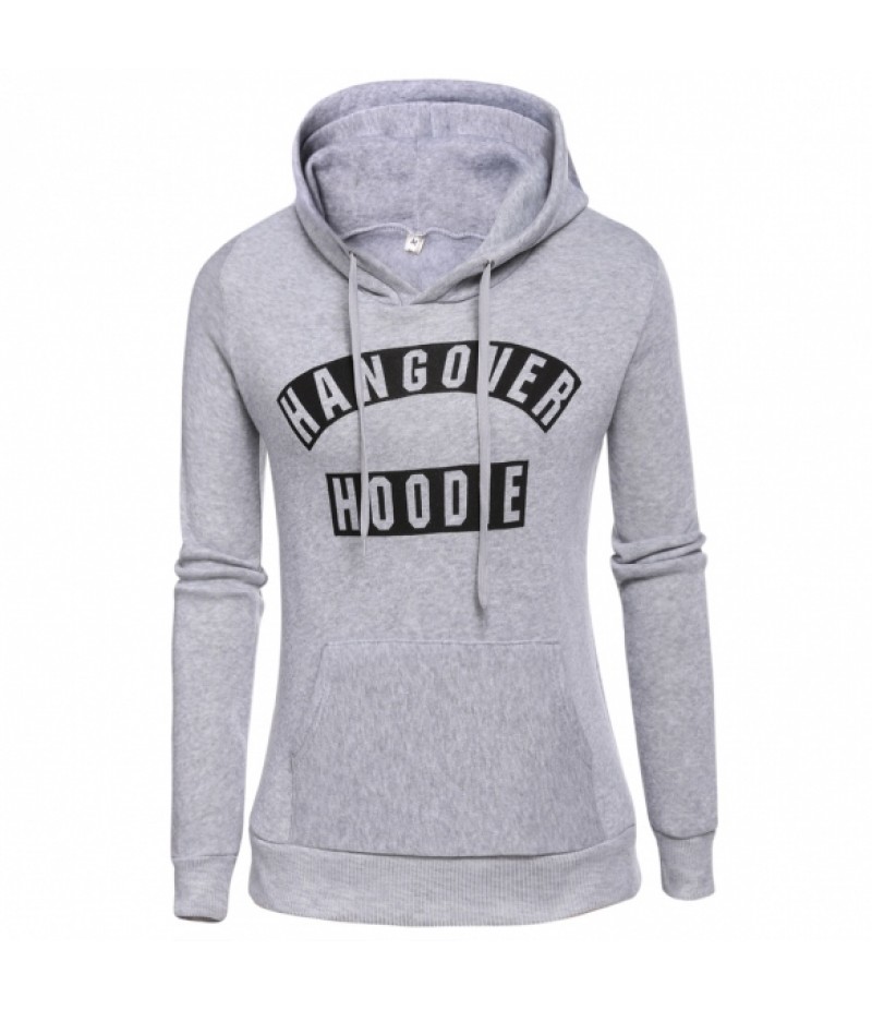 Women Casual Drawstring Hooded Long Sleeve Letter Pullover Fleece Hoodie Sweatshirt