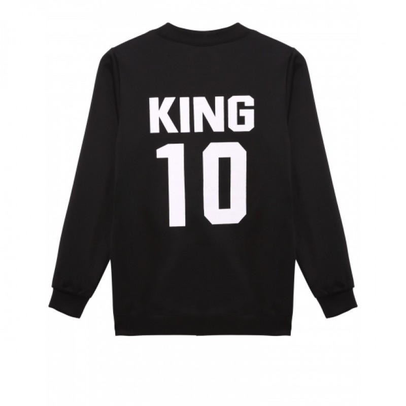 NewCouple Unisex Long Sleeve Hoodie Print Casual Loose Sports Pullover Tops Black