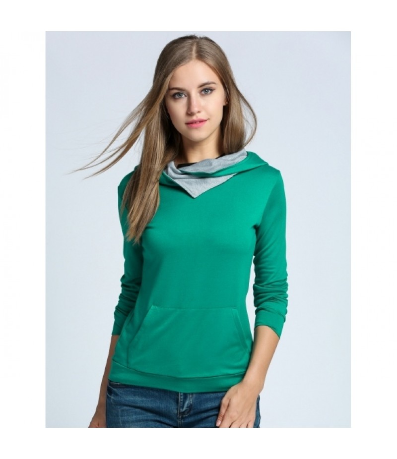 NewWomen Long Sleeve Hoodie Hooded Pullover Tops Solid Casual Sports