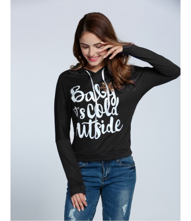 Fashion Women Hooded Long Sleeve Letter Pullover Casual Hoodie Sweatshirt