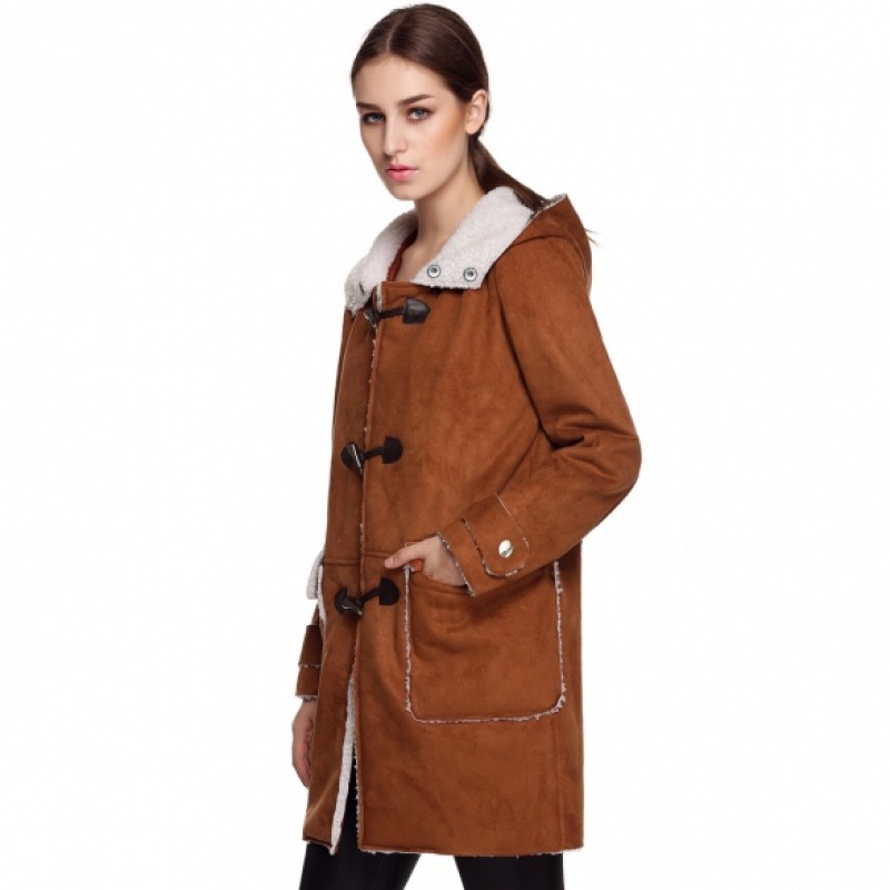 Women Hooded Loose Straight Long Solid Coat Jacket Outerwear