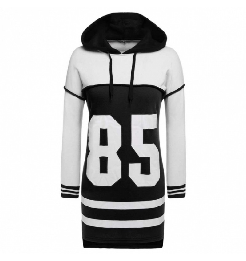 Zeagoo Women LadiesRaglan Sleeve Hooded Letter Print Splicing Color Loose Casual Sports Long Hoodie