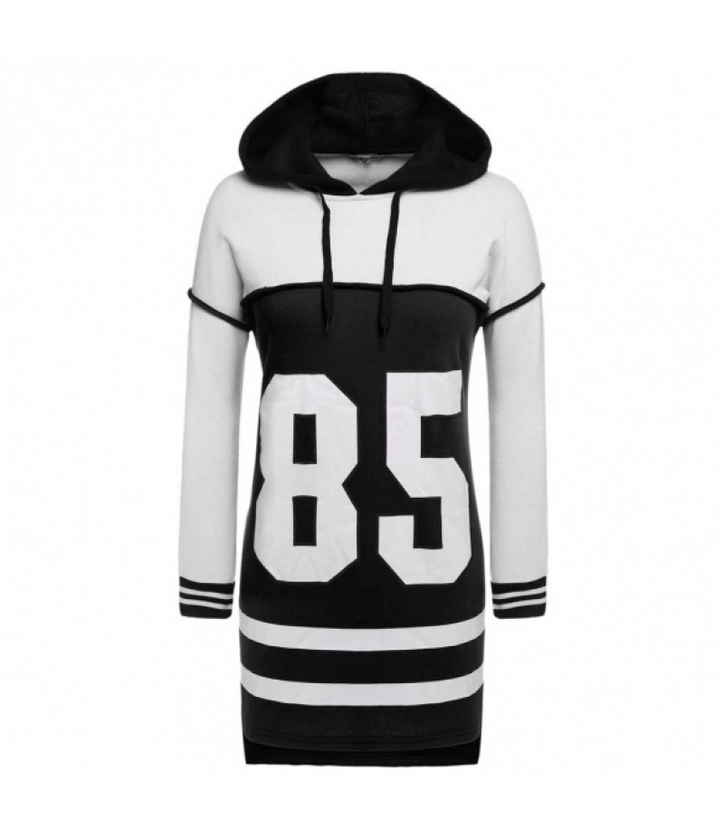 Zeagoo Women LadiesRaglan Sleeve Hooded Letter Print Splicing Color Loose Casual Sports Long Hoodie