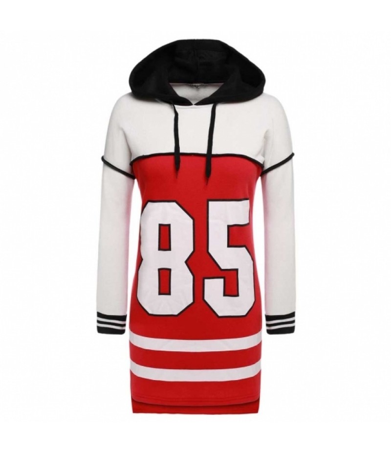 Zeagoo Women LadiesRaglan Sleeve Hooded Letter Print Splicing Color Loose Casual Sports Long Hoodie