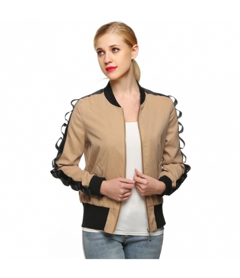 Women Long Sleeve Solid Thin Baseball Coat Jacket Casual Outerwear